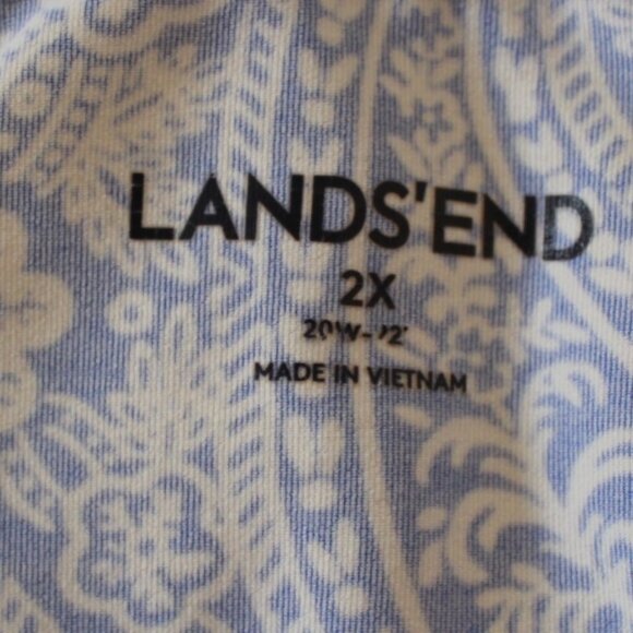 Land's End Comfy Pullover Dress Blue White Paisley 2x EUC - Picture 7 of 8